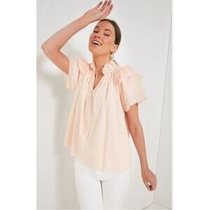 HUNTER BELL Sz S Small Pale Peach Blush Millie Tencel Nylon Blouse Shirt Top